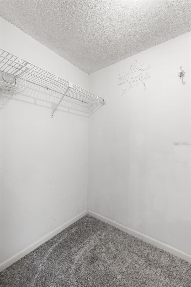 Walk-in closet in the primary bedroom.