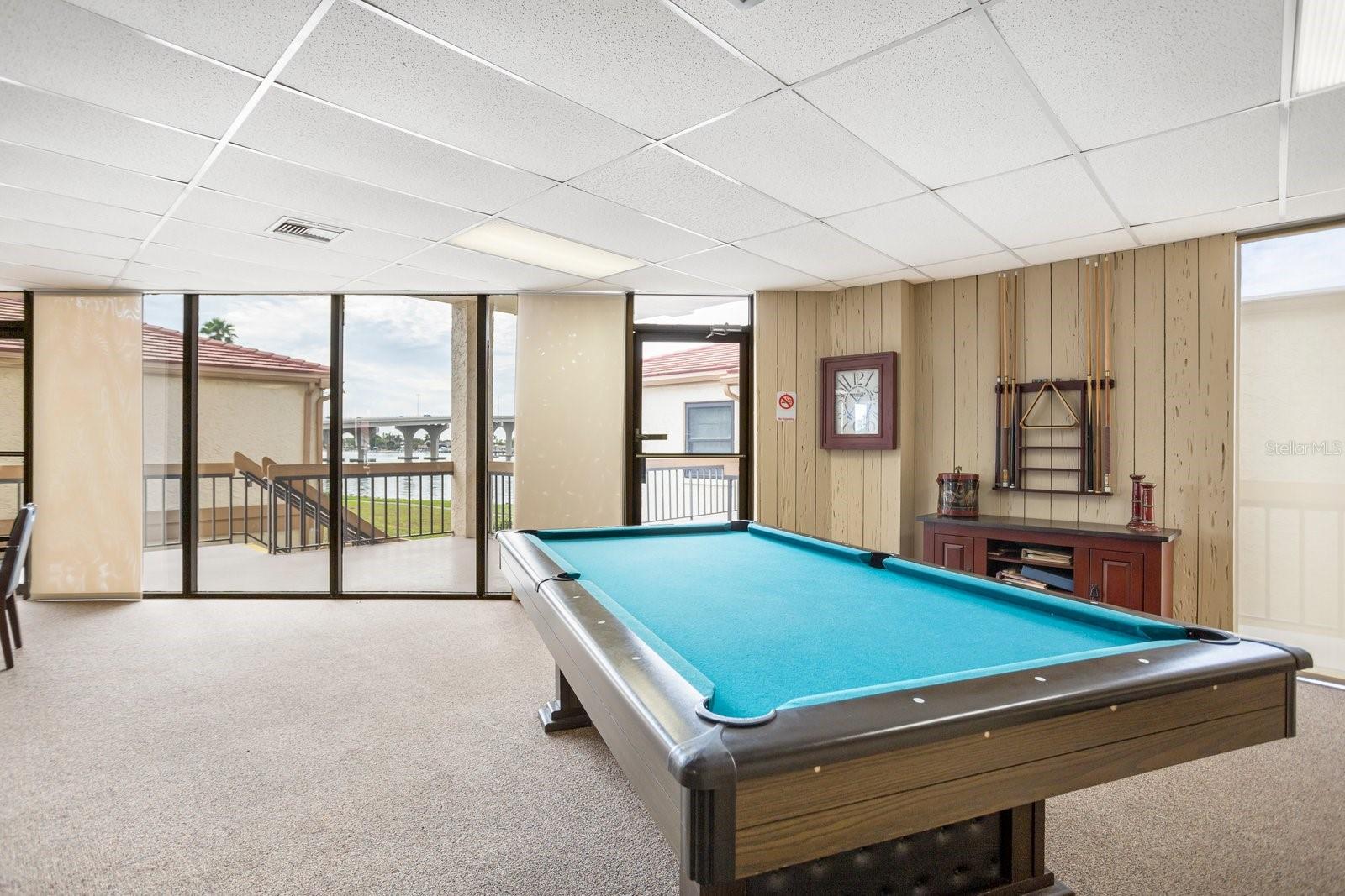 Billiard table in the social room.