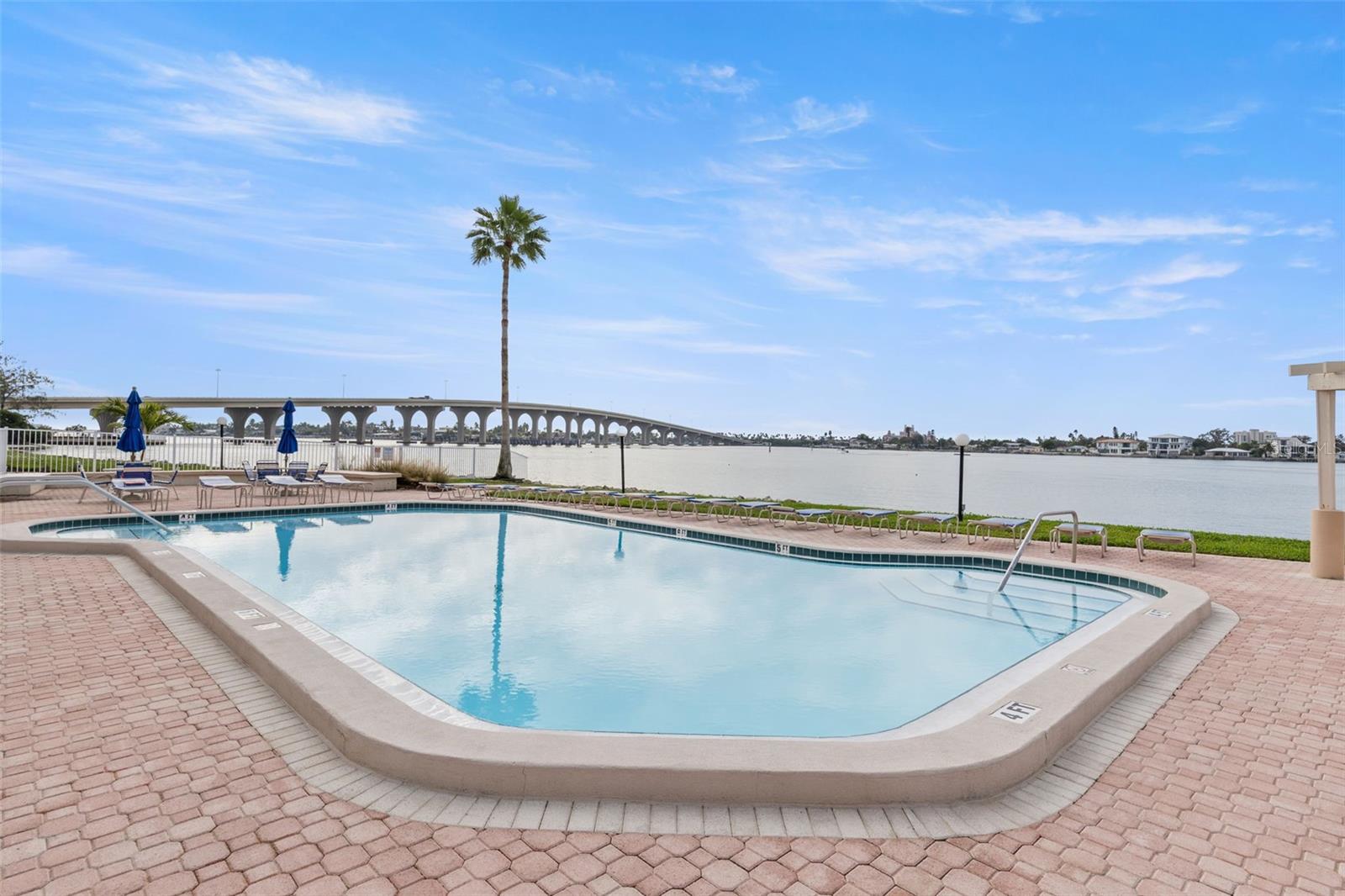 From the pool and spa area, looking at the bridge going into St Pete Beach.
