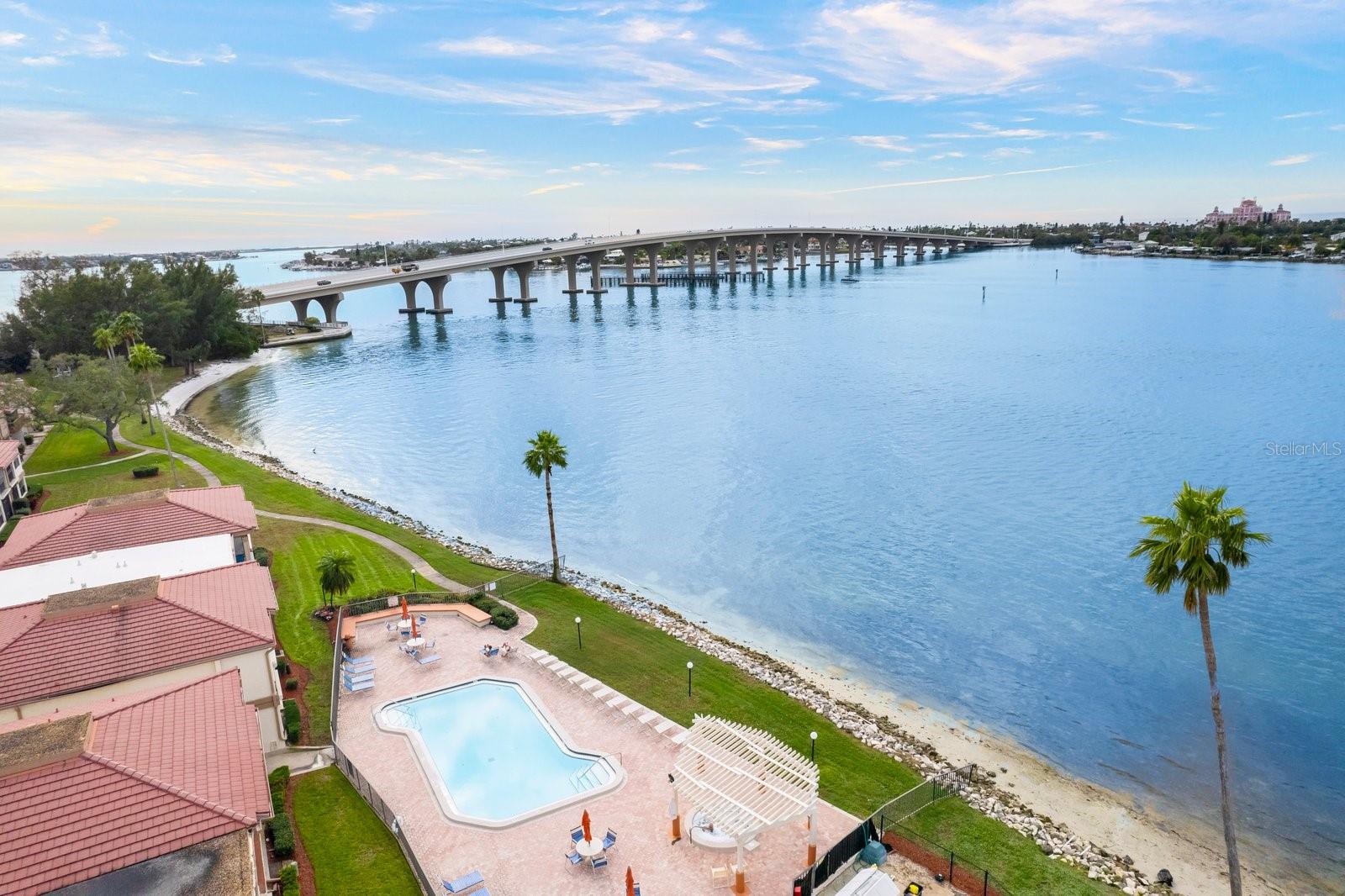 Bridge going into St Pete Beach and the iconic Don Cesar is seen in the background.