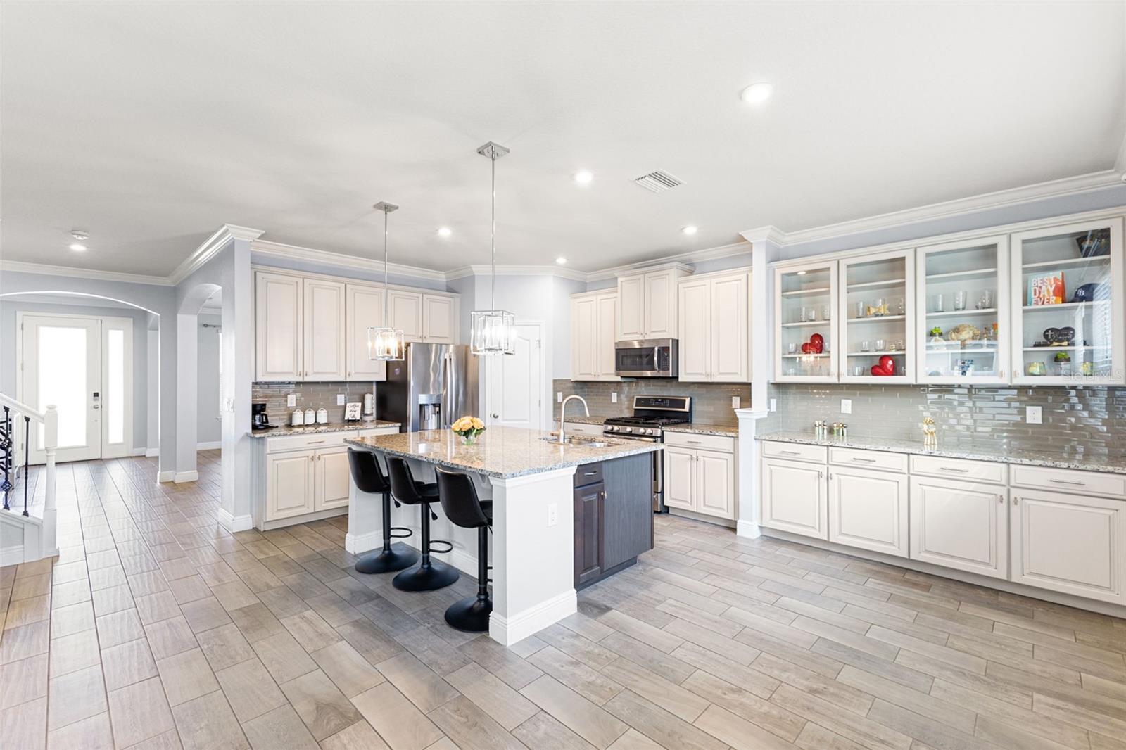 Kitchen with extended cabinetry