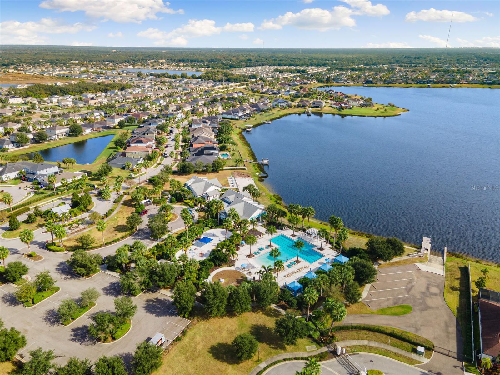Aerial view of 78-acre Lacaya Lake
