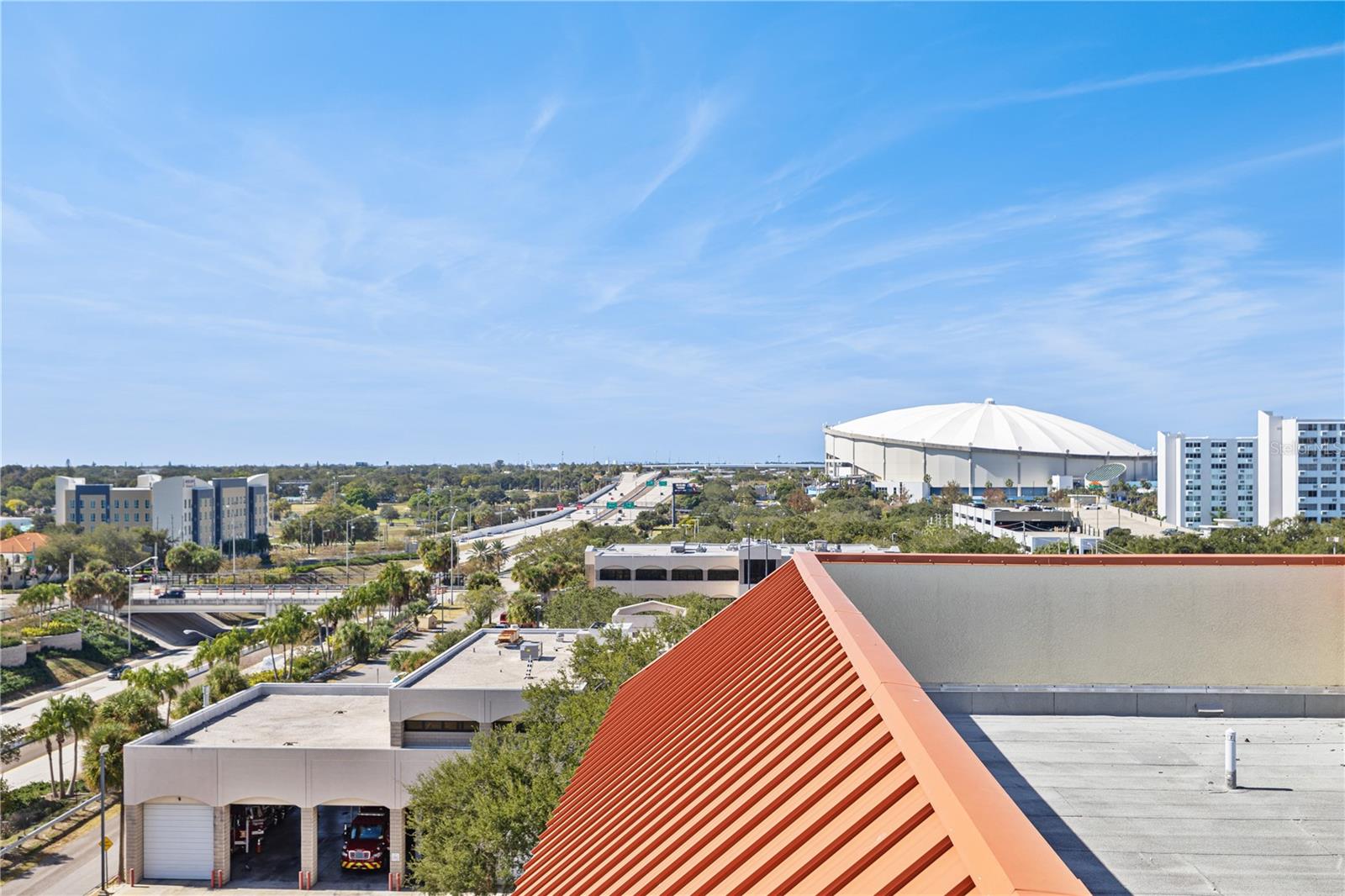 rooftop pool with views from Tropicana Field to Tampa Bay