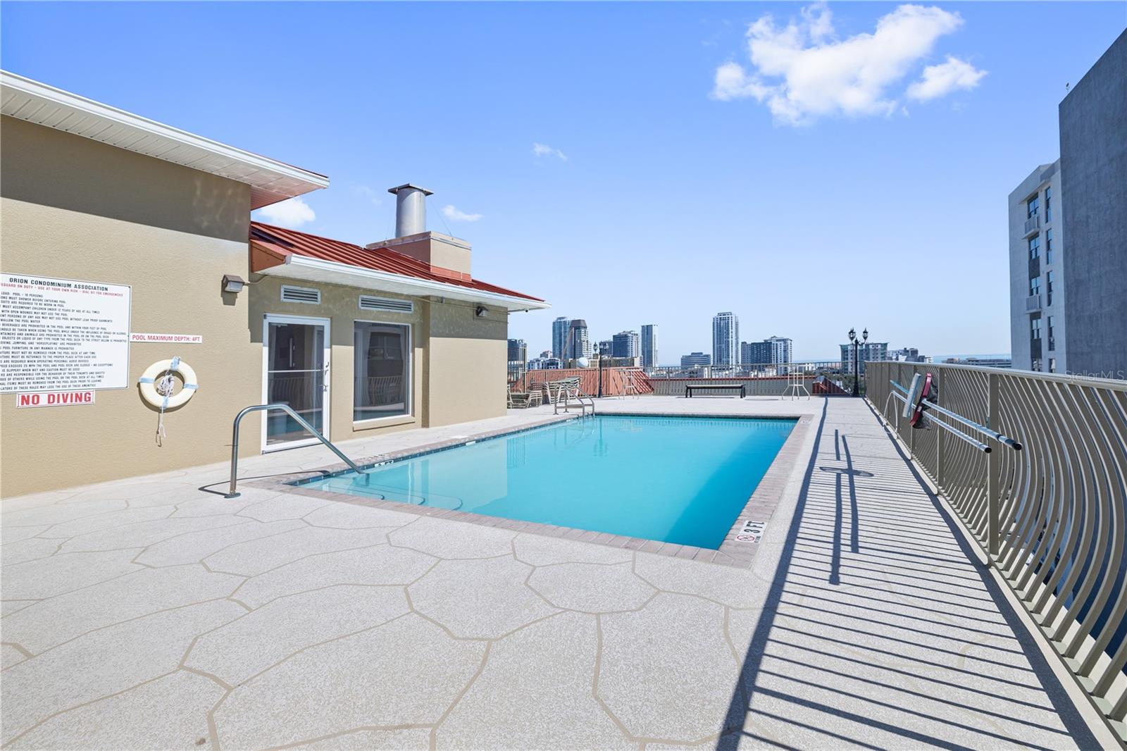 rooftop pool with views from Tropicana Field to Tampa Bay