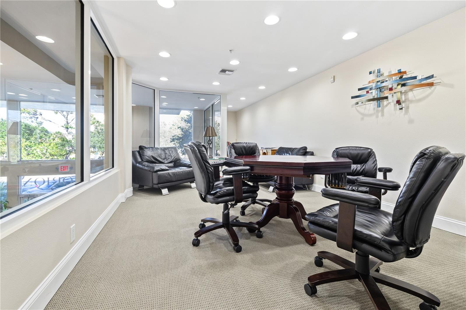 Community room located in lobby mezzanine