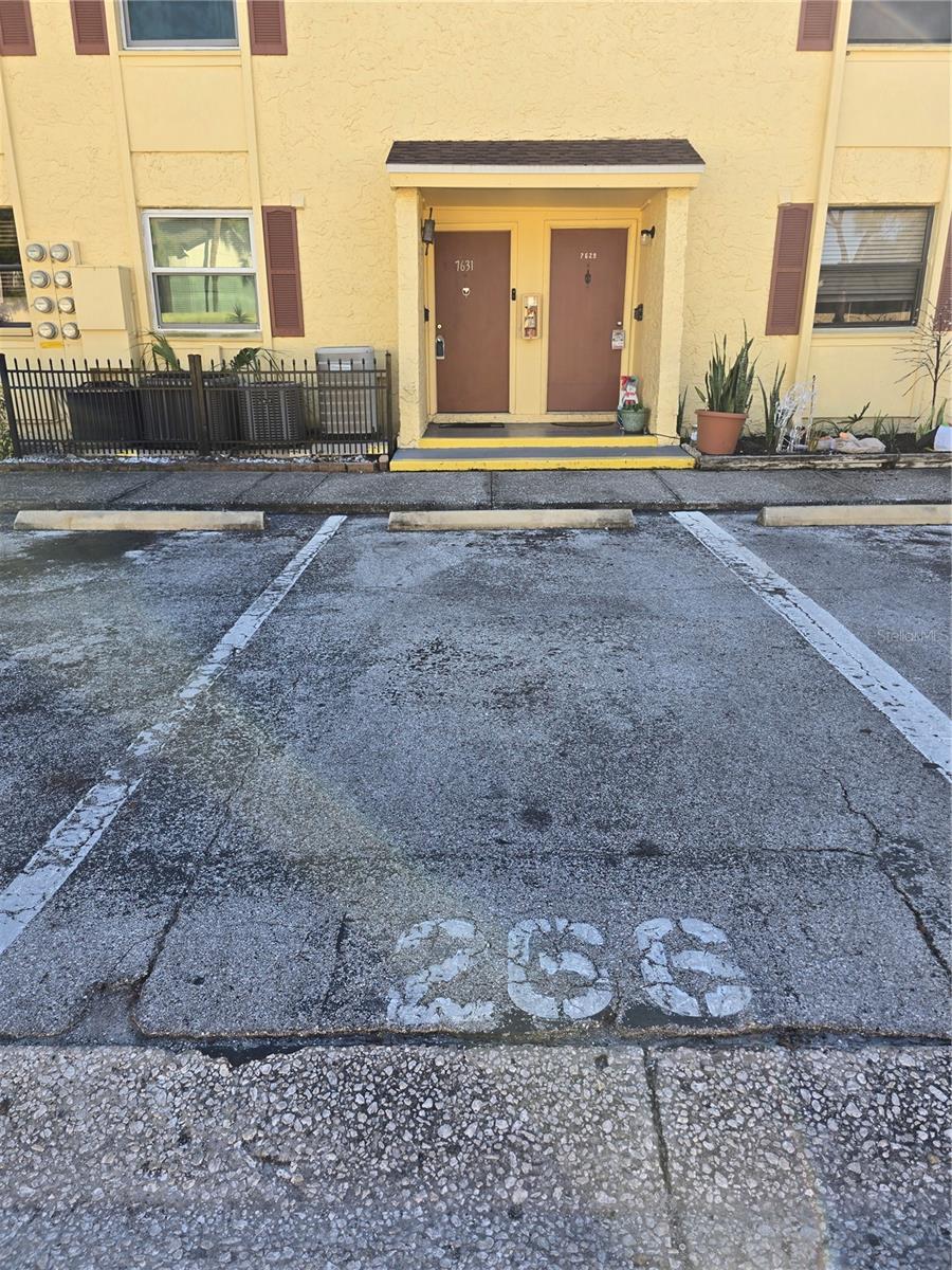 Assigned parking space directly in front of unit