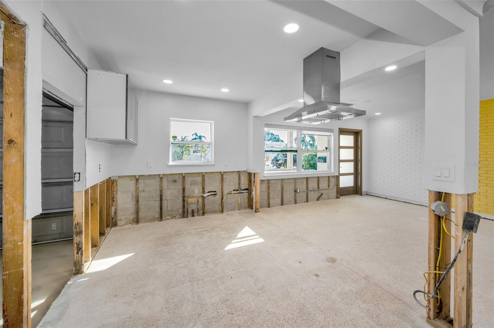 Kitchen leading into garage