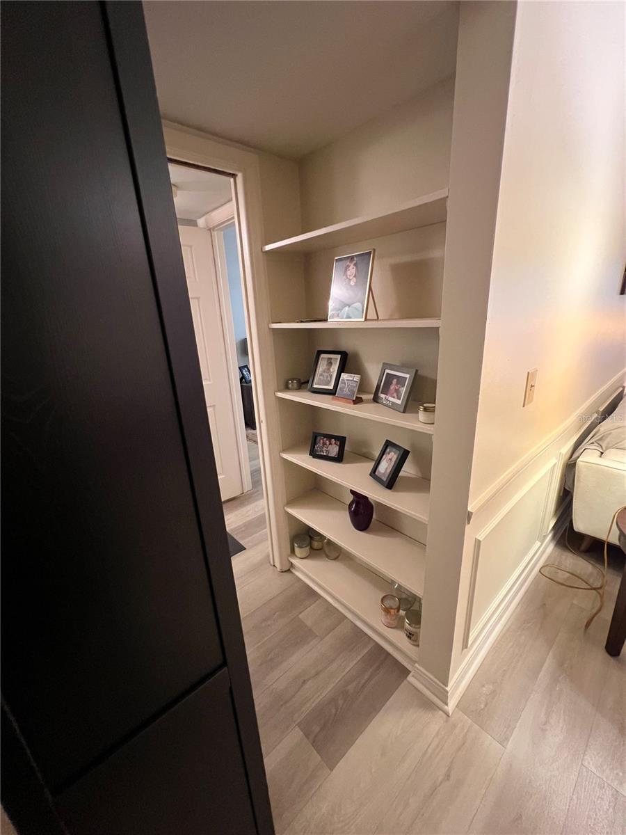 Built-in shelving for all of your treasures