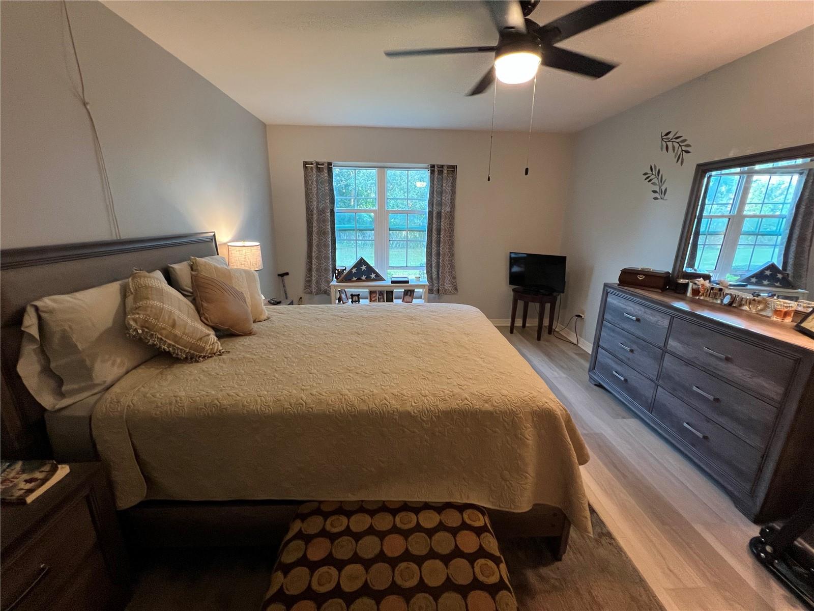 Bedroom has view of green space