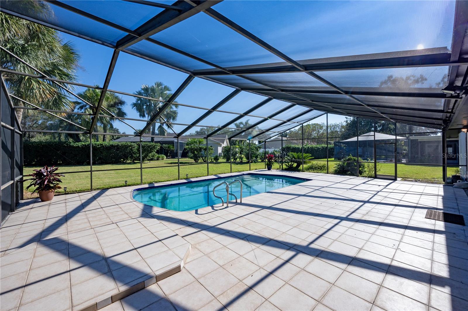 Lots of deck space with oversized pool. Just resurfaced!