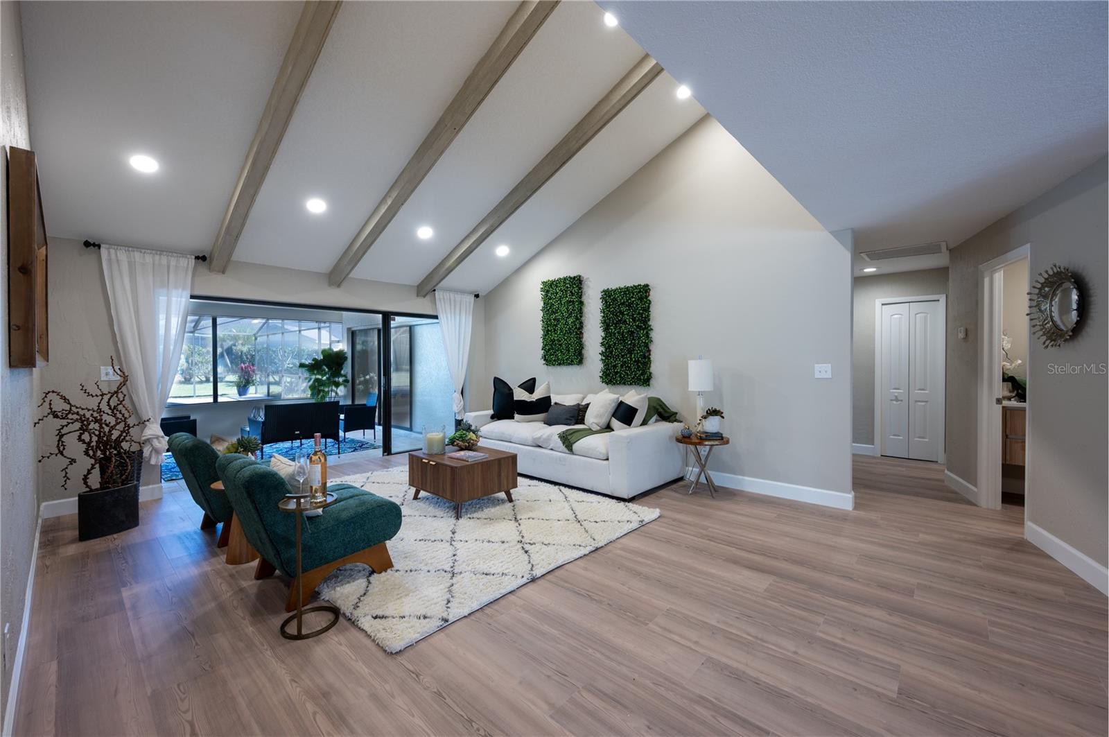 Custom hand stained wood beams