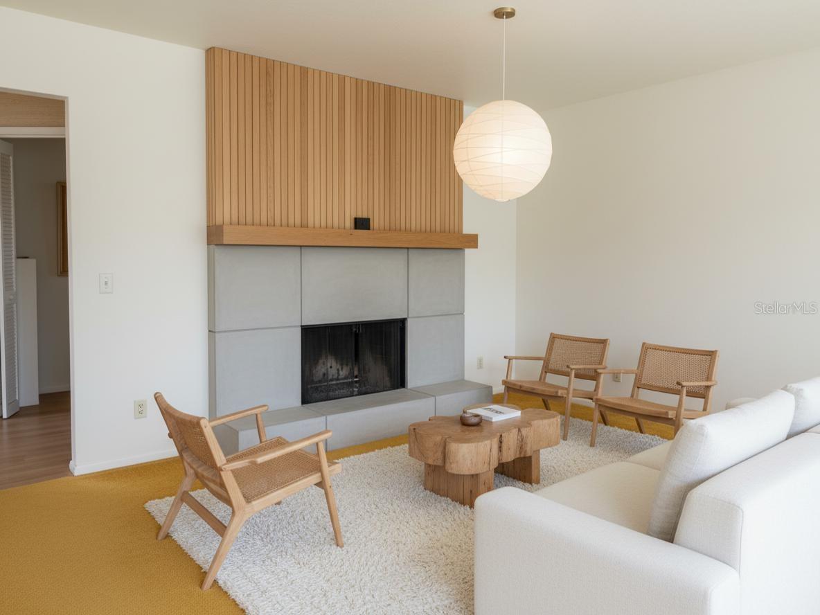 Virtual staged fireplace