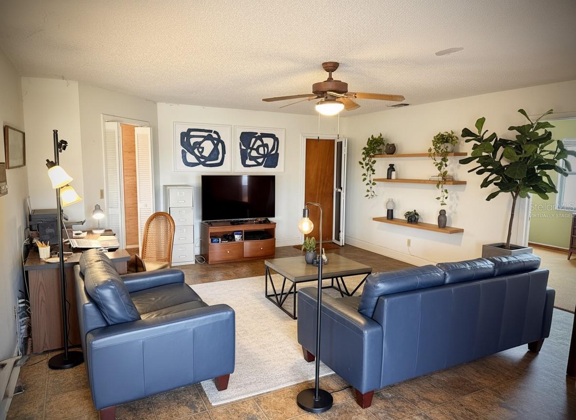 Virtually staged family room