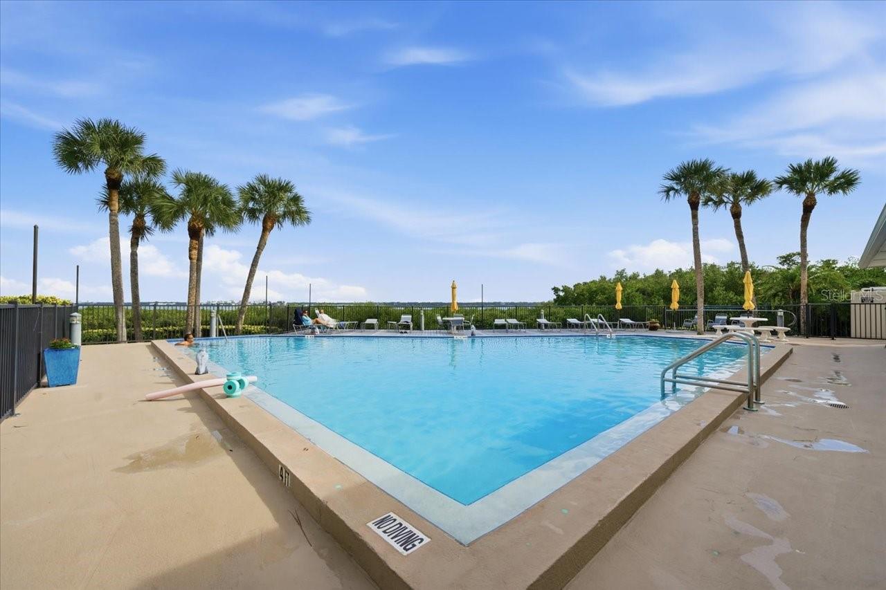 Pool view- you can see the intracoastal when there-beautiful!
