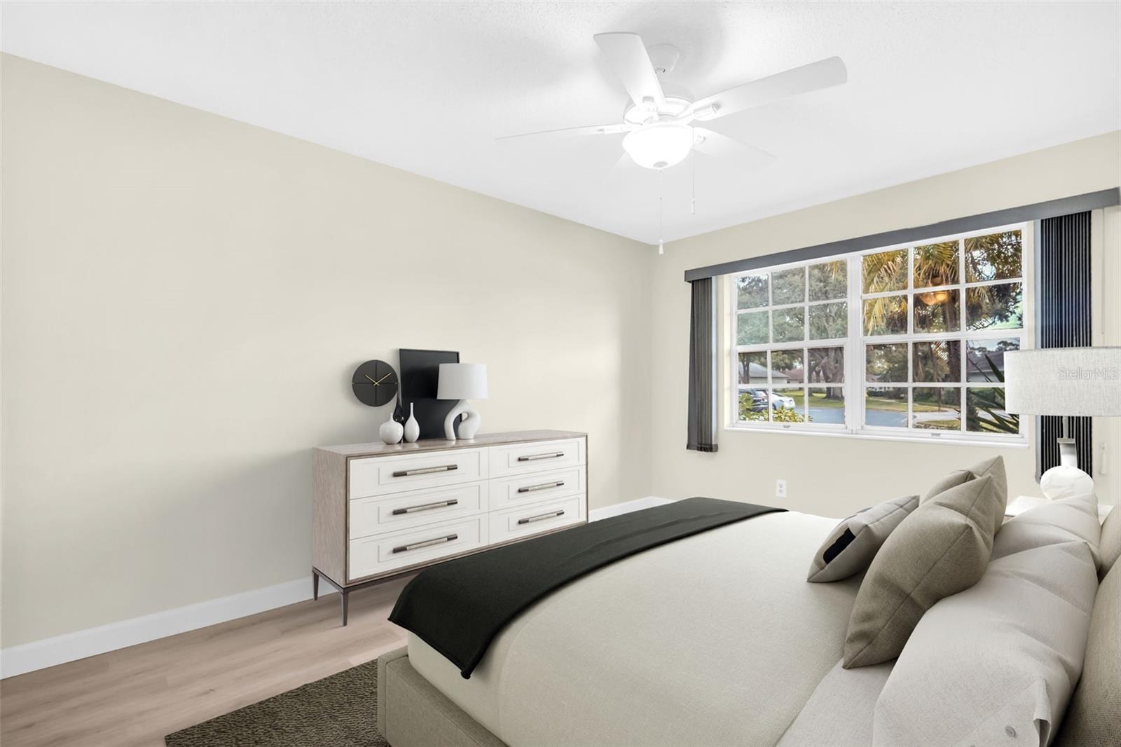 Perfectly tucked away from the primary suite and by the hall bath~