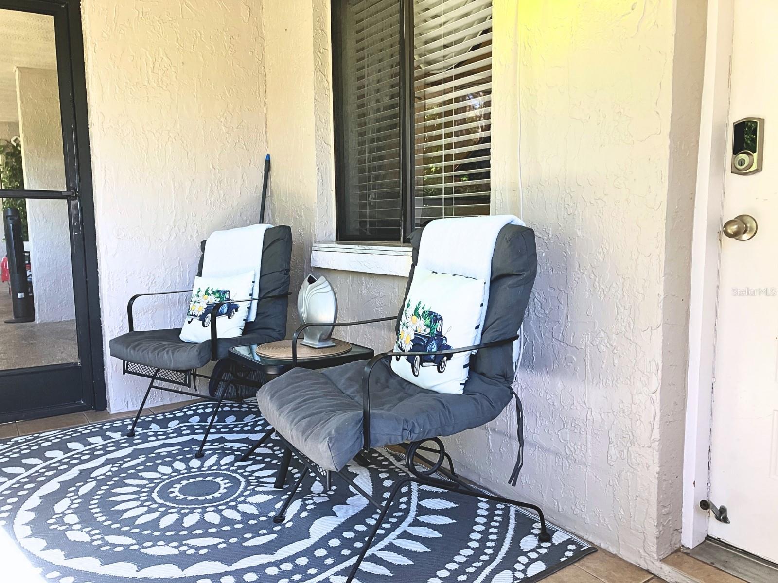 View of the wooded area on screened porch