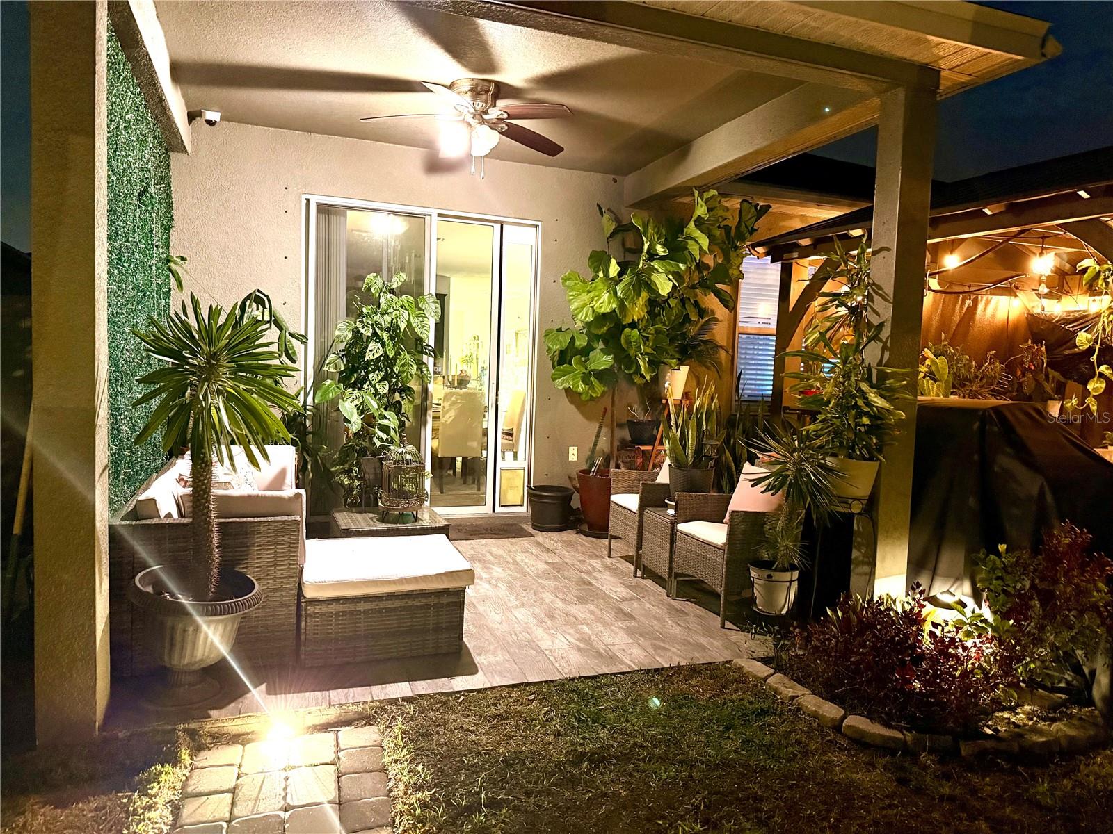 Nights scene with professional landscape lighting