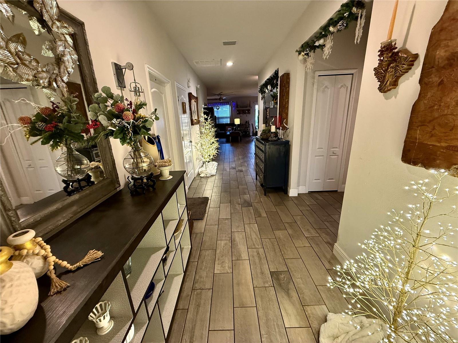 Hallway entry with “wood” ceramic tiles