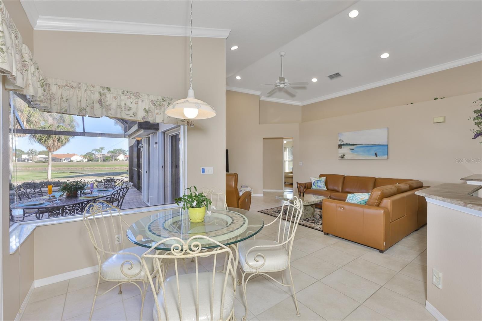 Dinette, Aquarium Glass with Hurricane Shutters, Opens to the Great Room