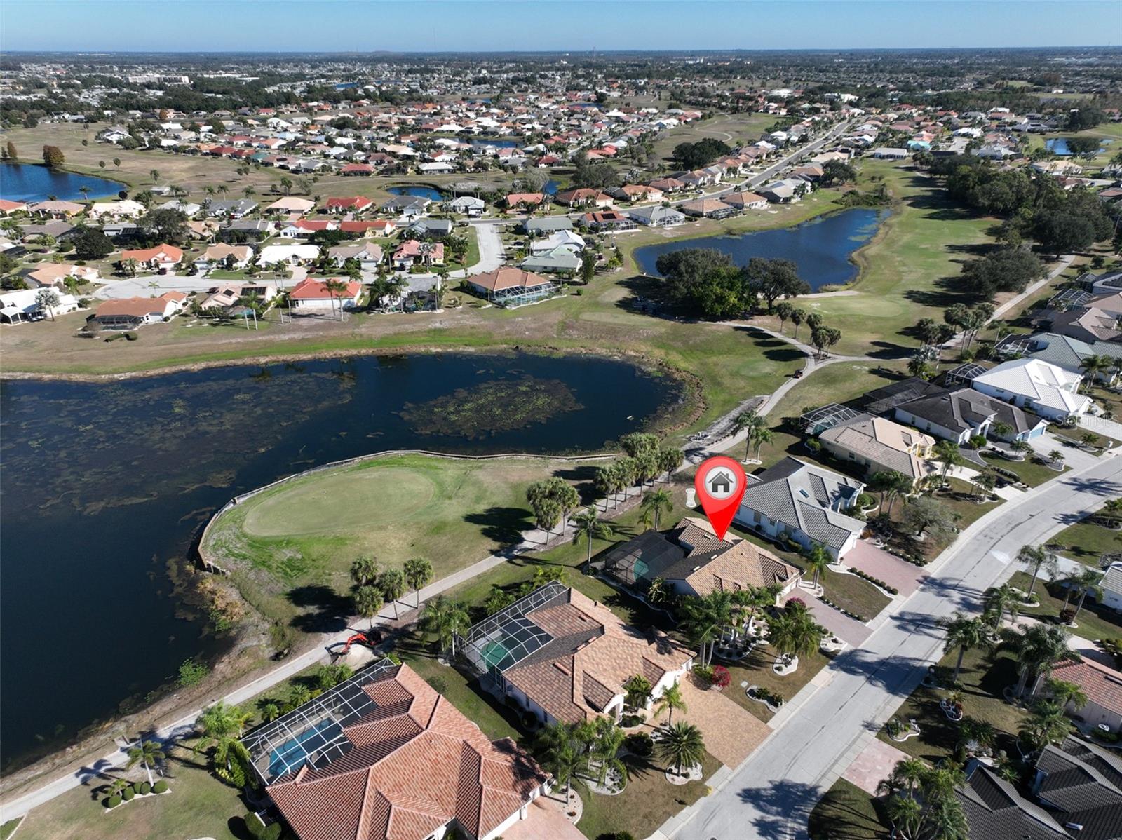 Aerial Front South/West Exposure, Renaissance Golf Course 12th Hole & Pond View, Newer Tile Roof