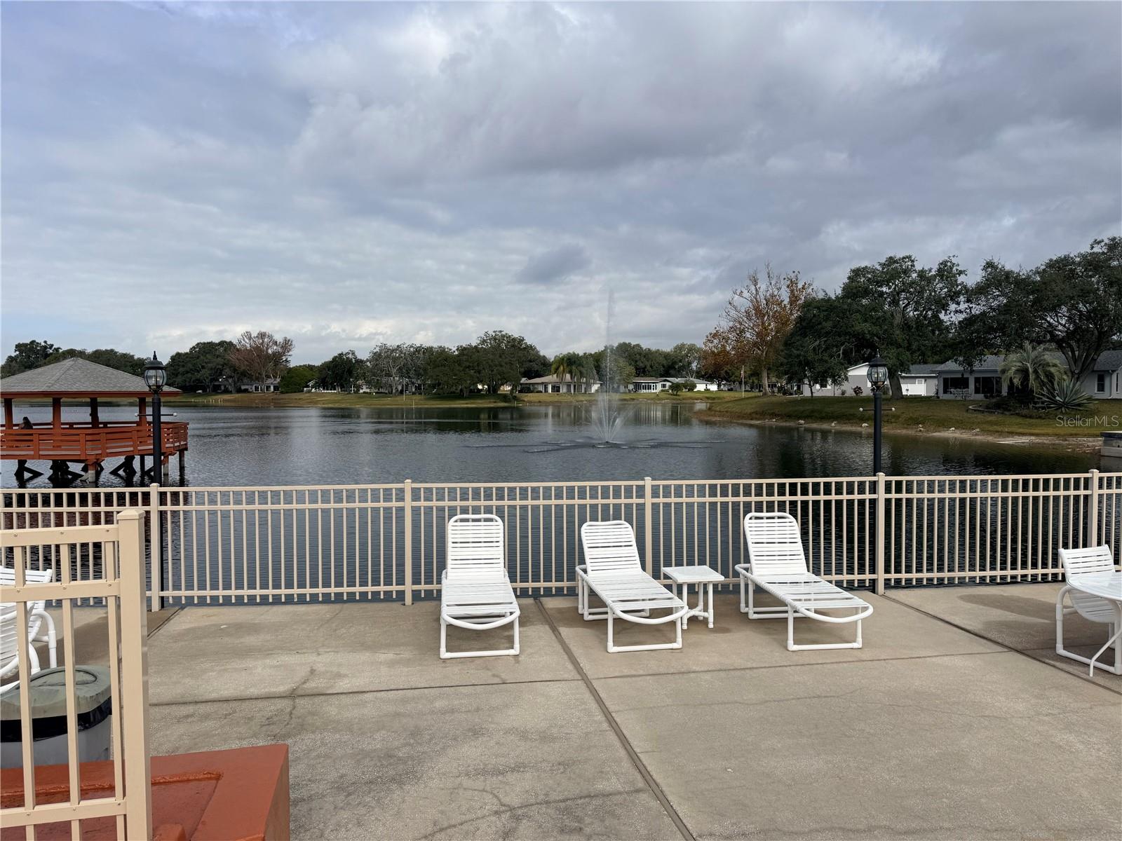 View of lake from pool deck.