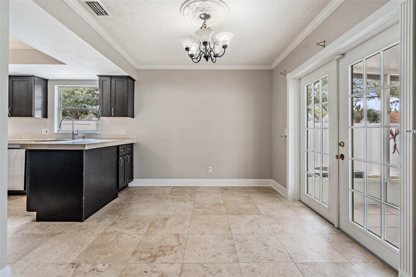 Dining room and French doors to patio
