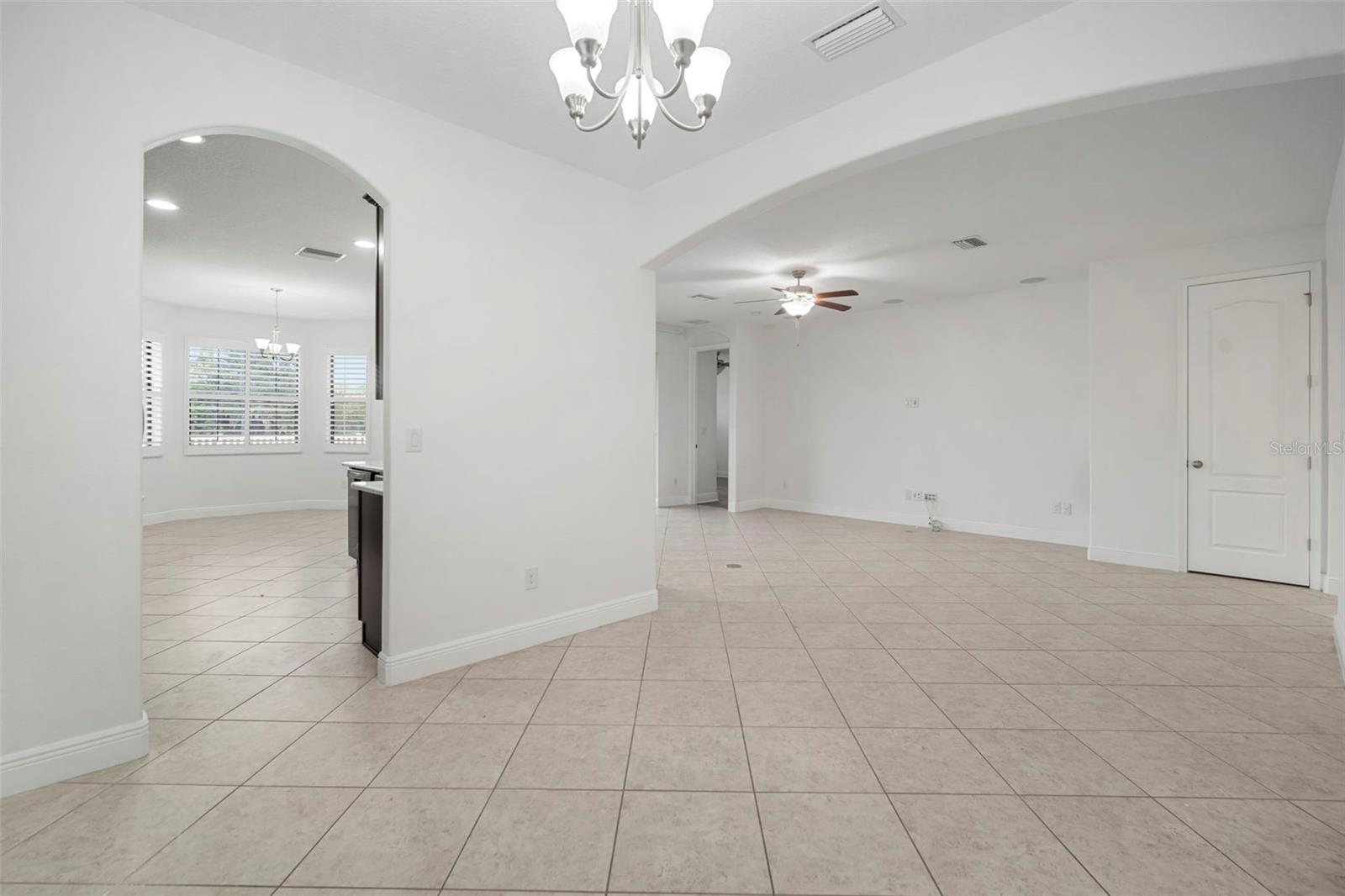Dining room looking into living room.