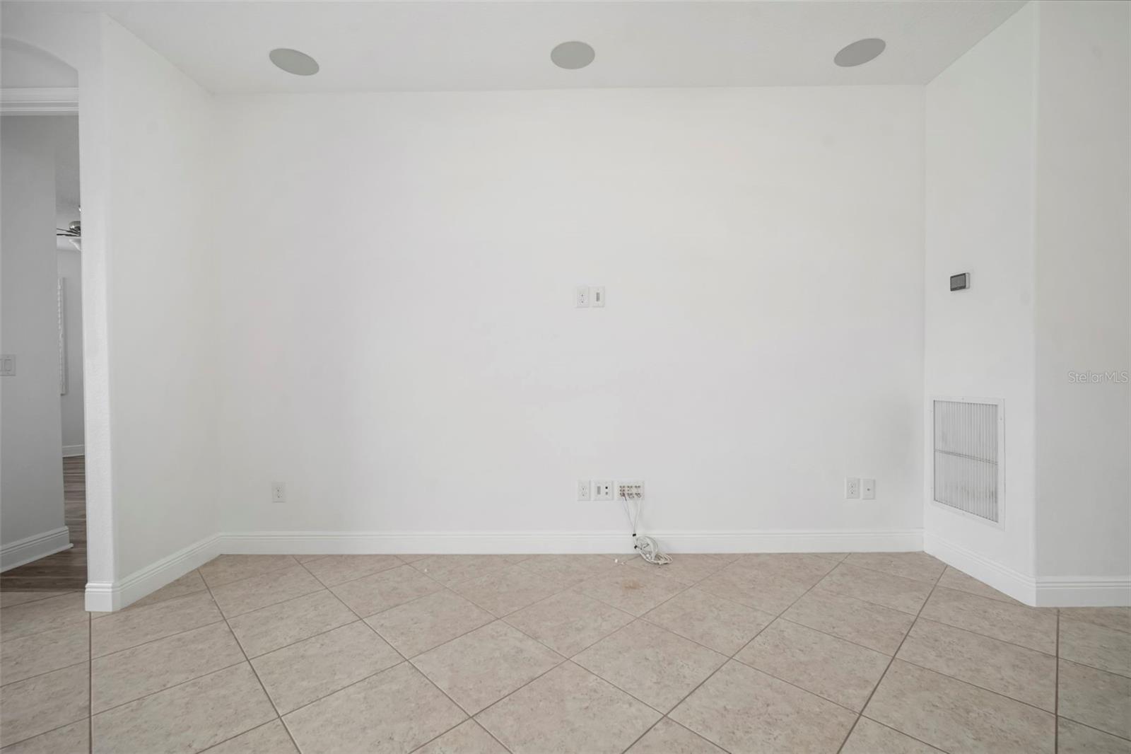 Living room entertainment center where surround sound hooks up!