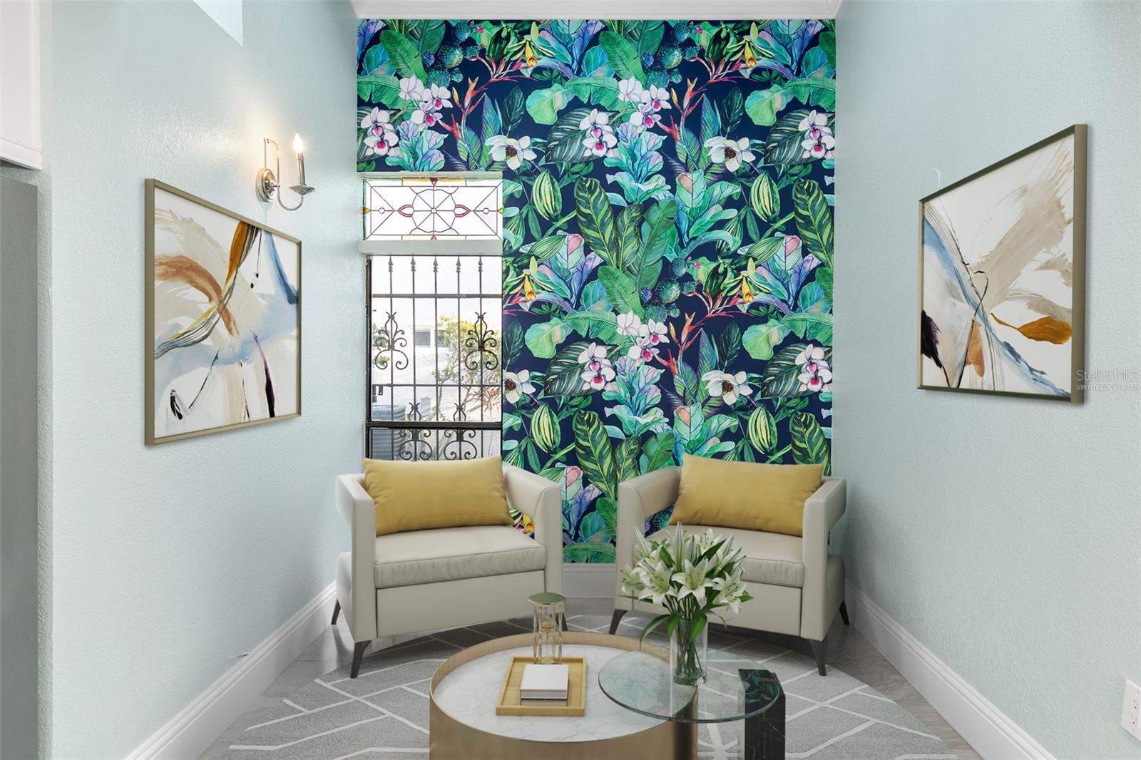 Cozy nook off the foyer could be your breakfast spot? Virtually Staged