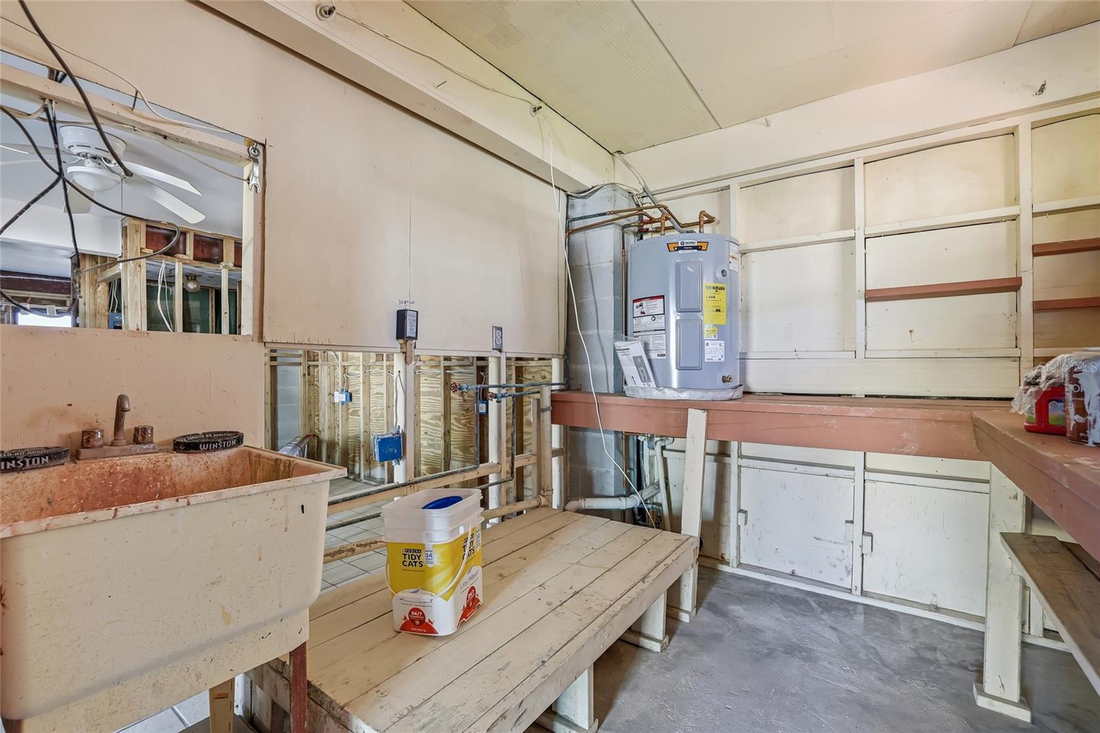 Laundry and workshop downstairs.