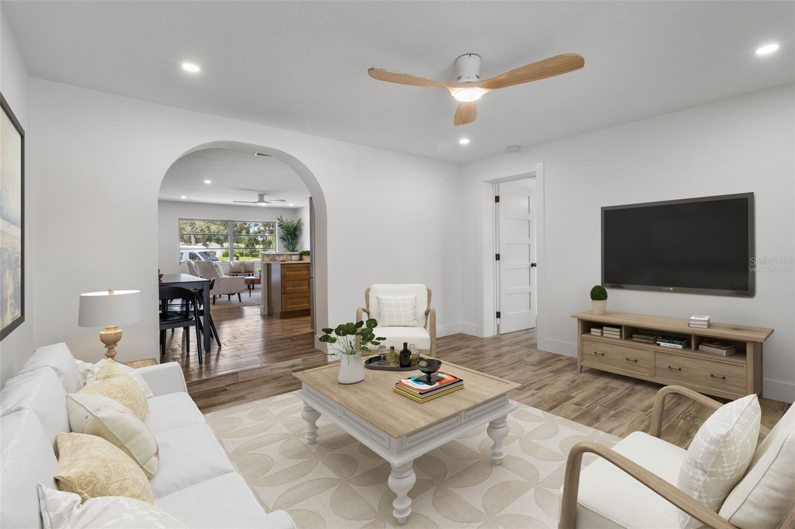 virtually staged family room