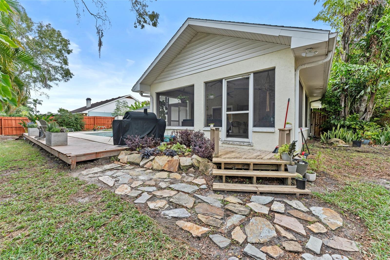 Backyard with Pebble Trail!