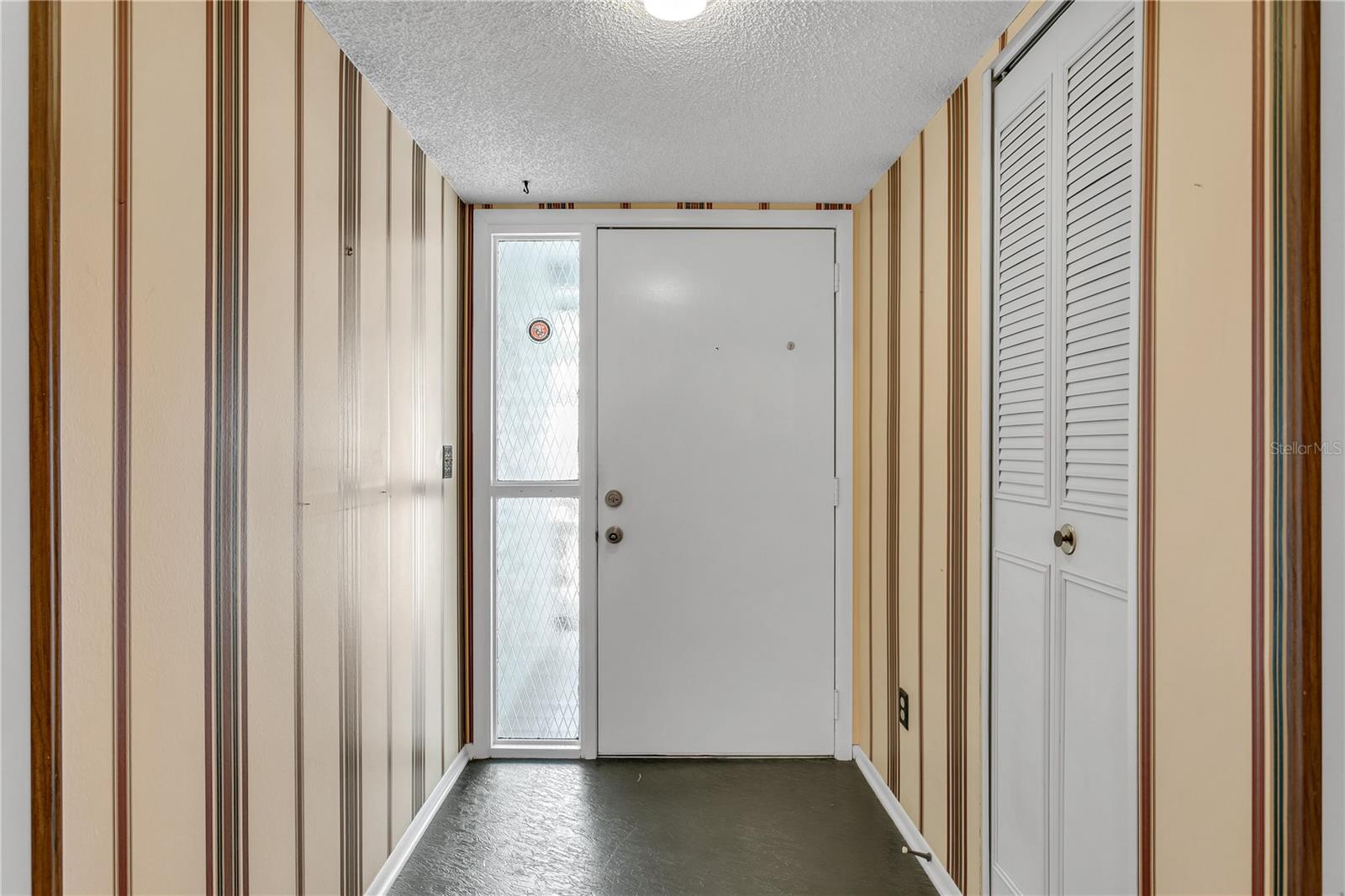 Sidelight provides natural light to entry foyer