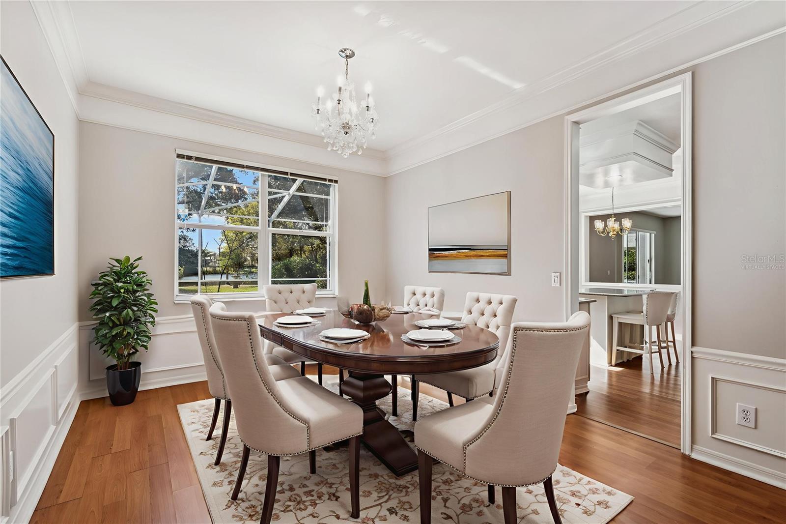 virtually staged formal dining room