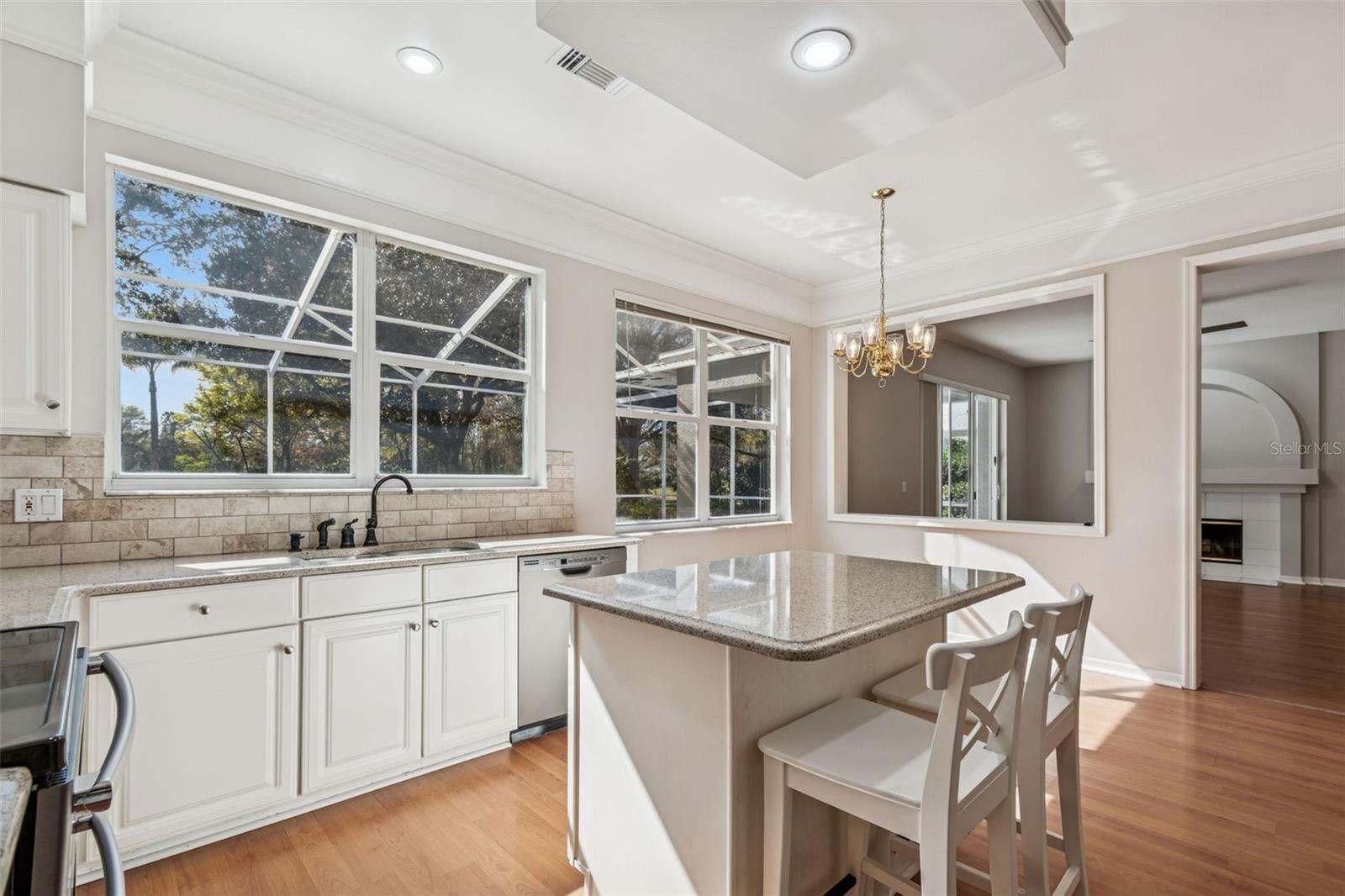 Kitchen with granite counters and slate appliances