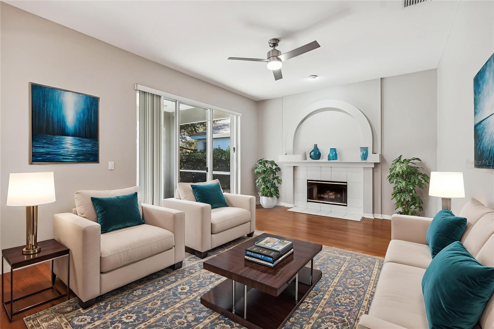 Virtually staged family room