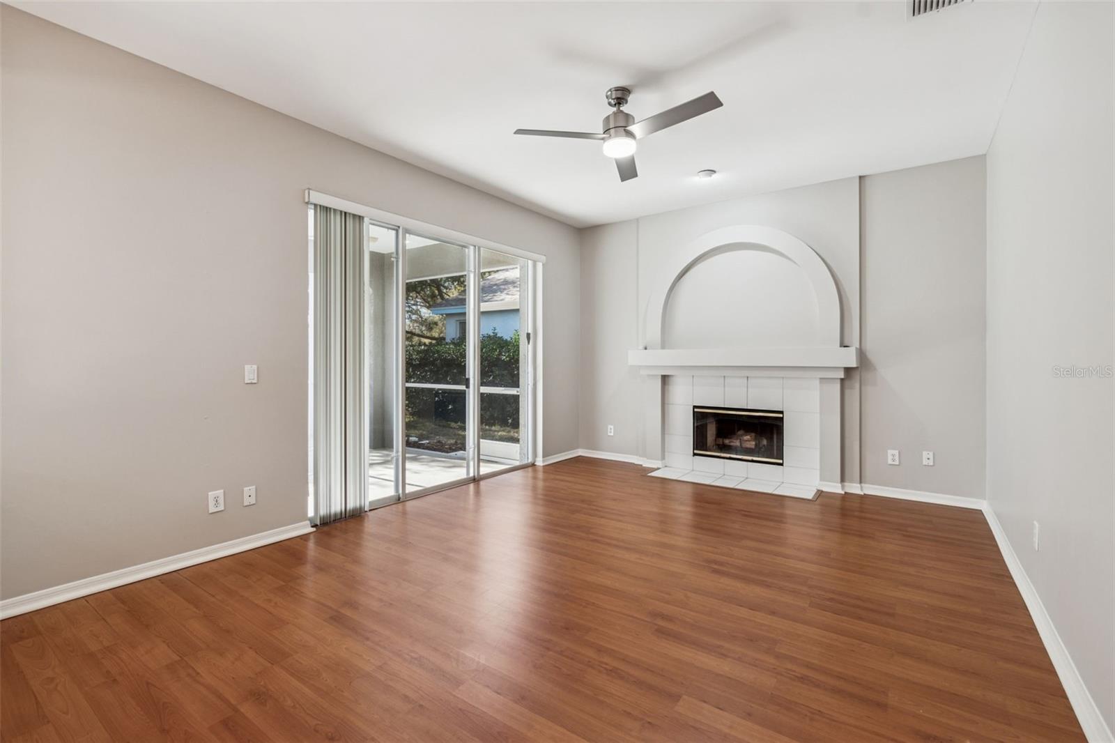 Family room with fireplace