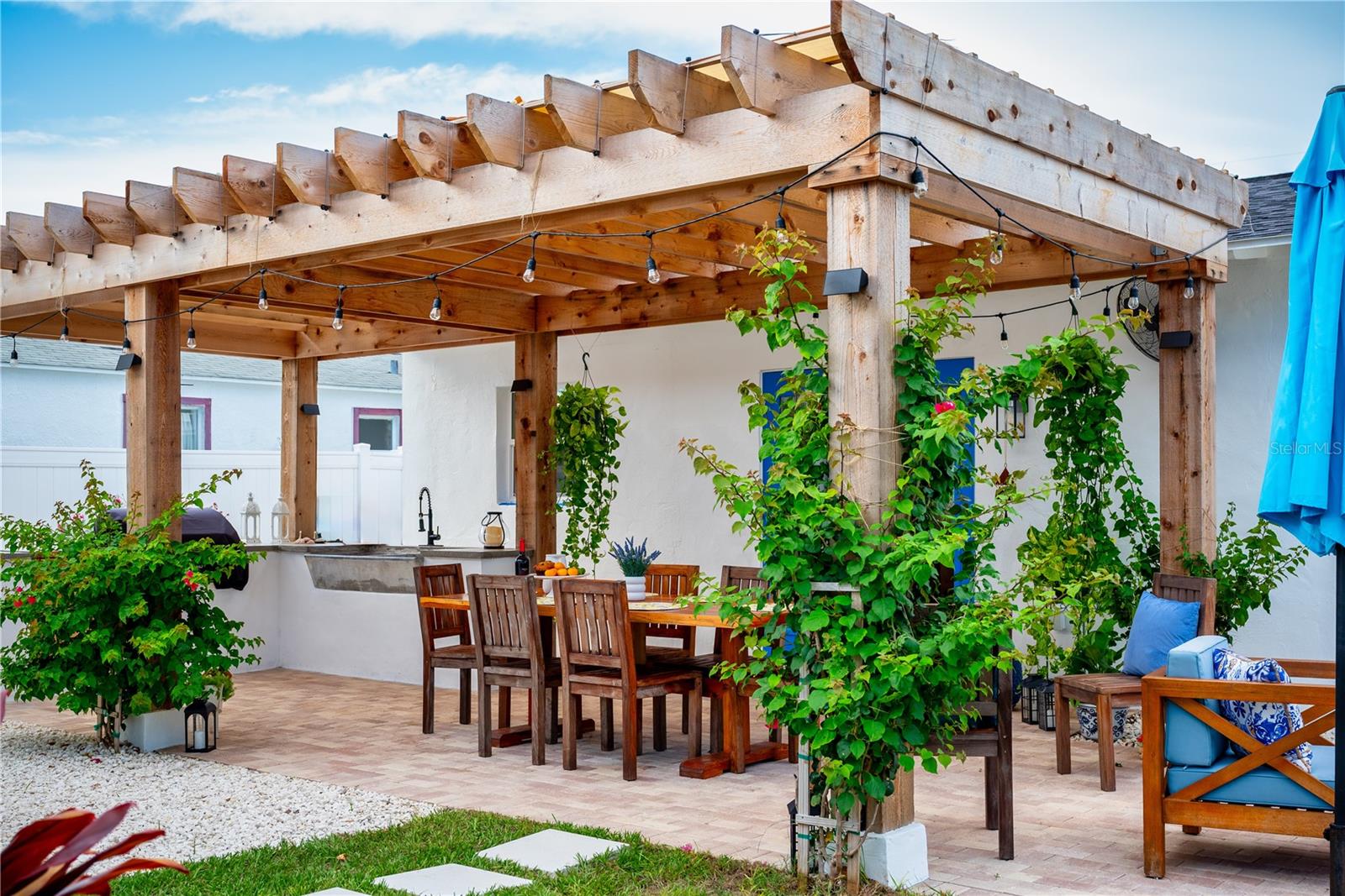 Pergola with Teak Dining Set