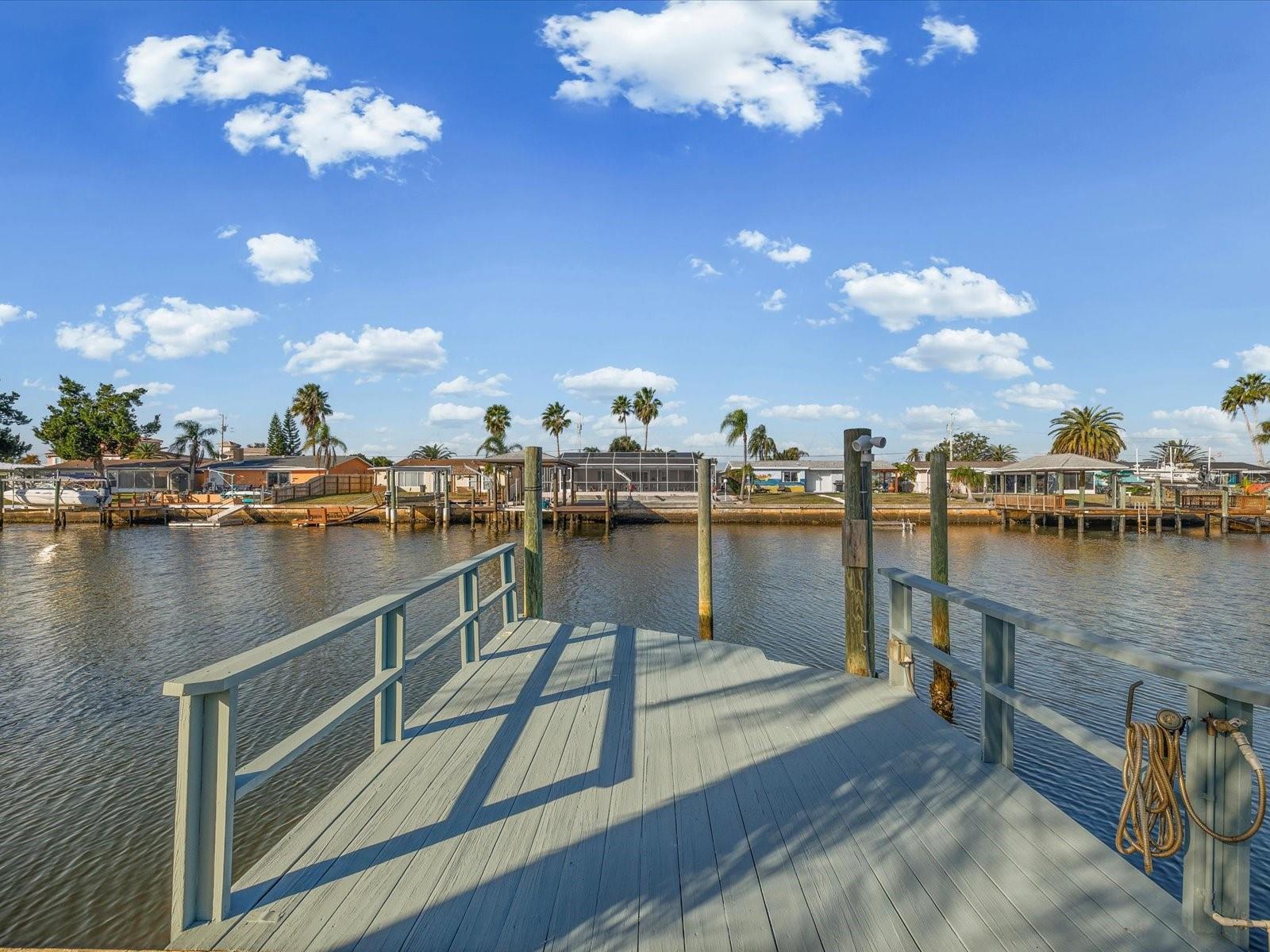 Dock with boat lift pilings