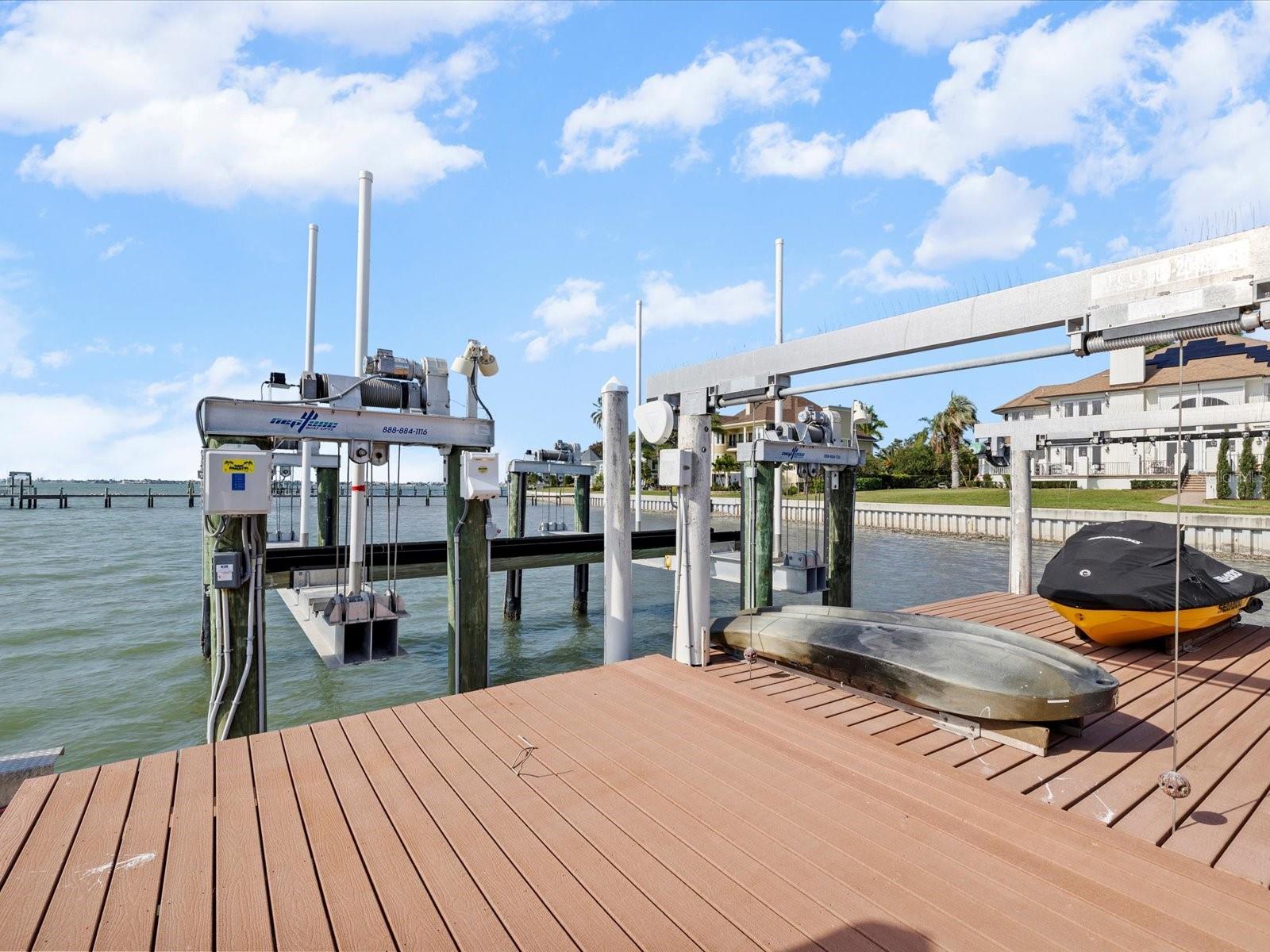 Composite dock with three lifts