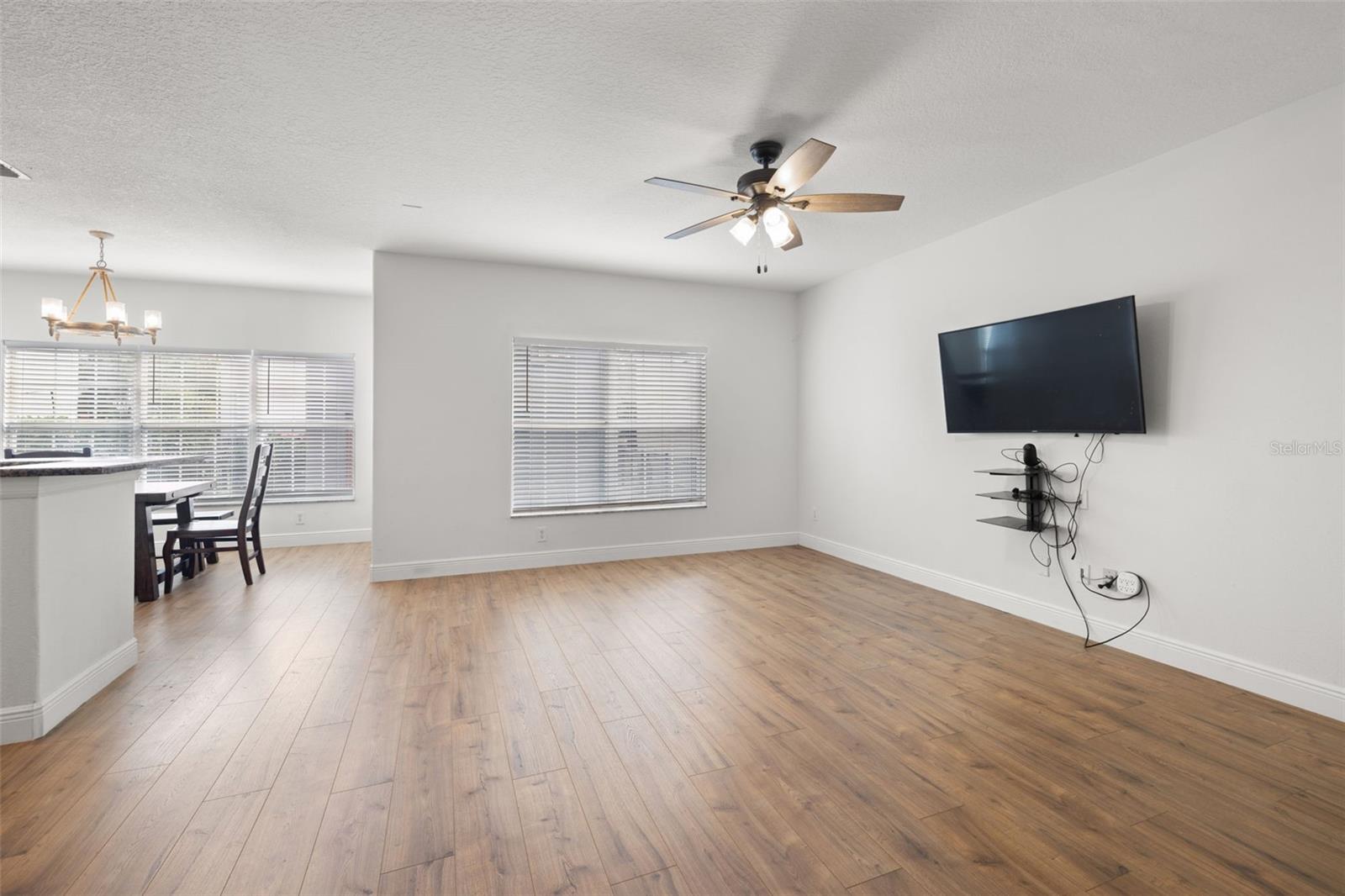 Family room and dining room