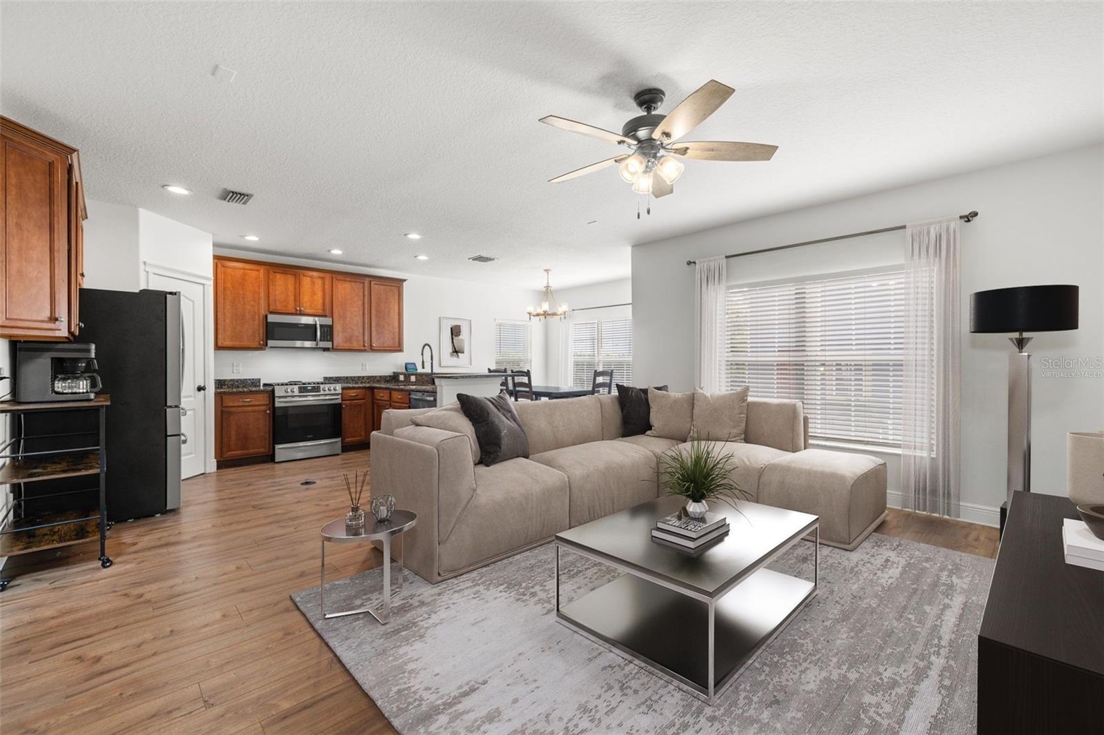 Family room virtually staged