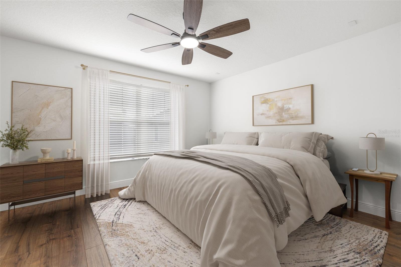 Primary bedroom virtually staged