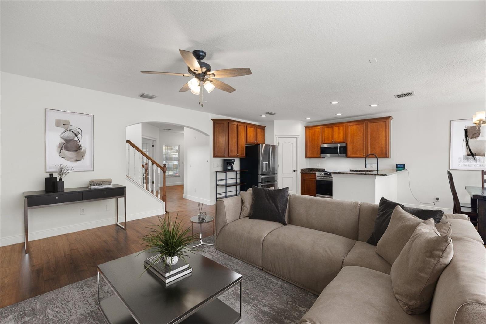 Family room virtually staged