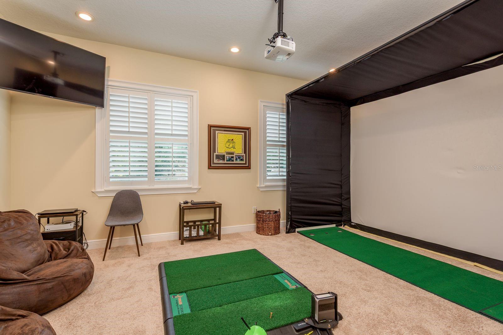 Bedroom #5 Converted to Multi-Media Room/Golf Simulator