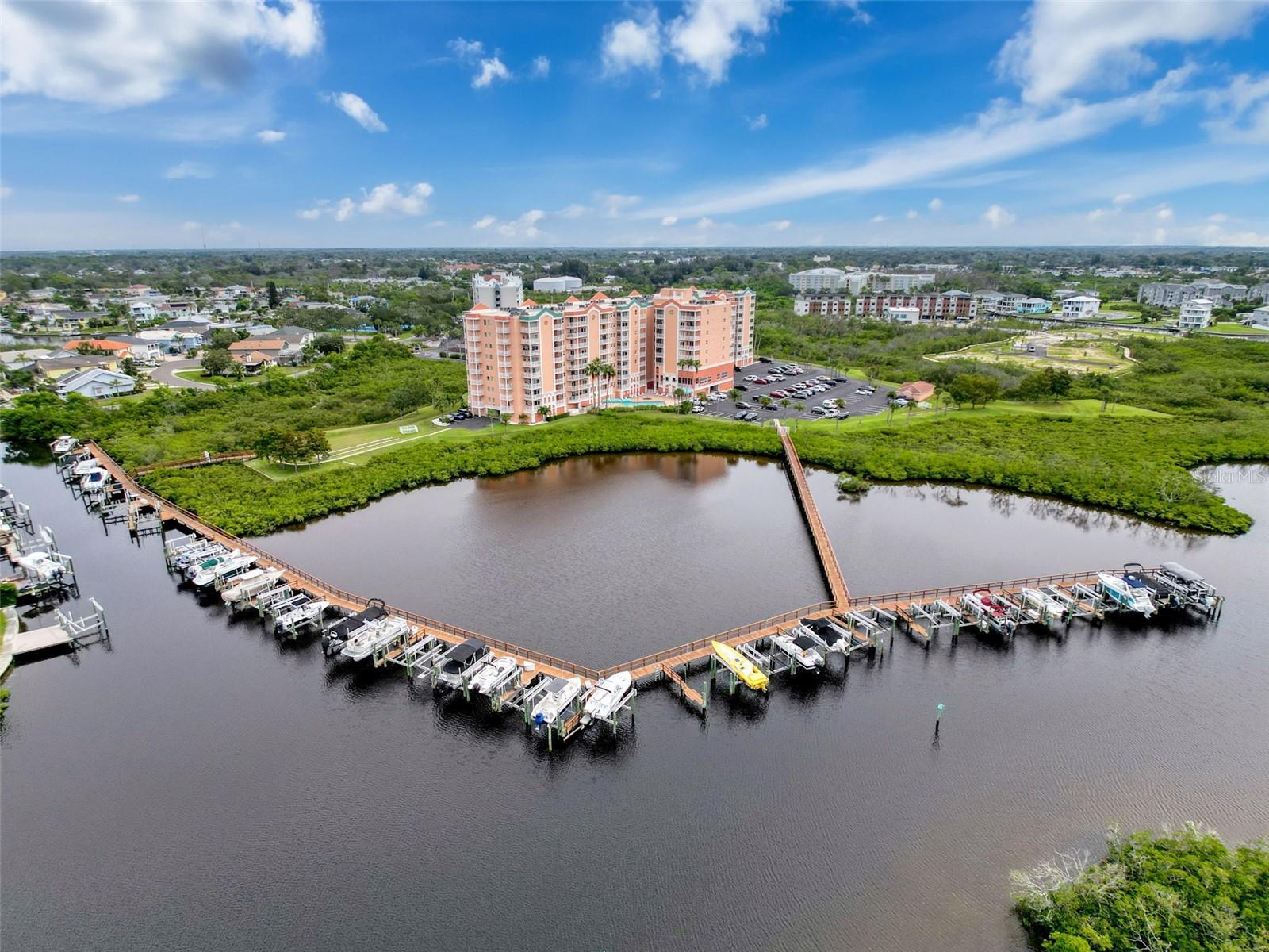 Community building with docks