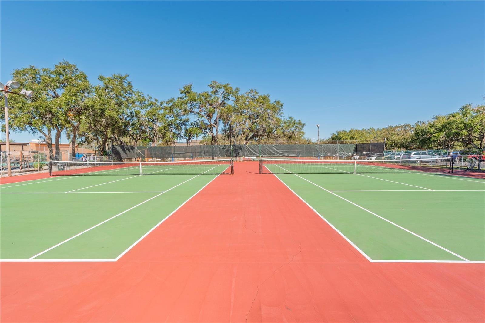 Pickle ball and tennis courts.