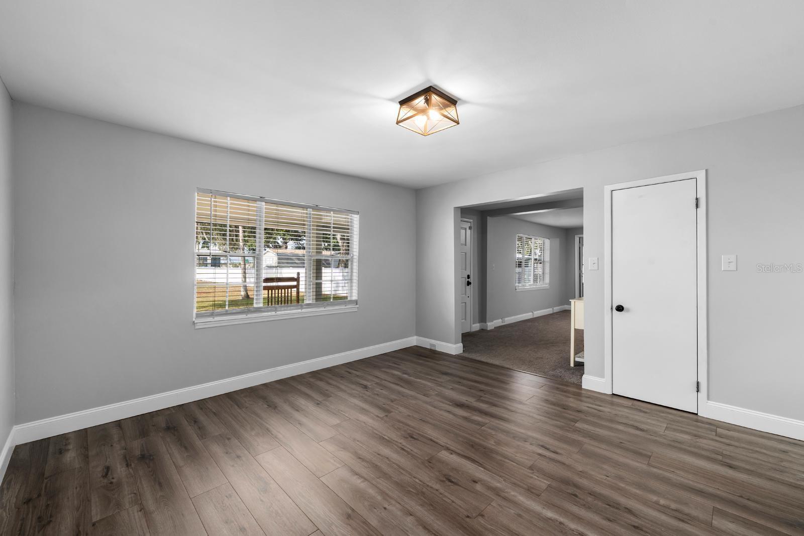 The dining room is spacious and can accommodate a very large table....this room could be also used as a second living room. You can see the HVAC (2022) closet here too.