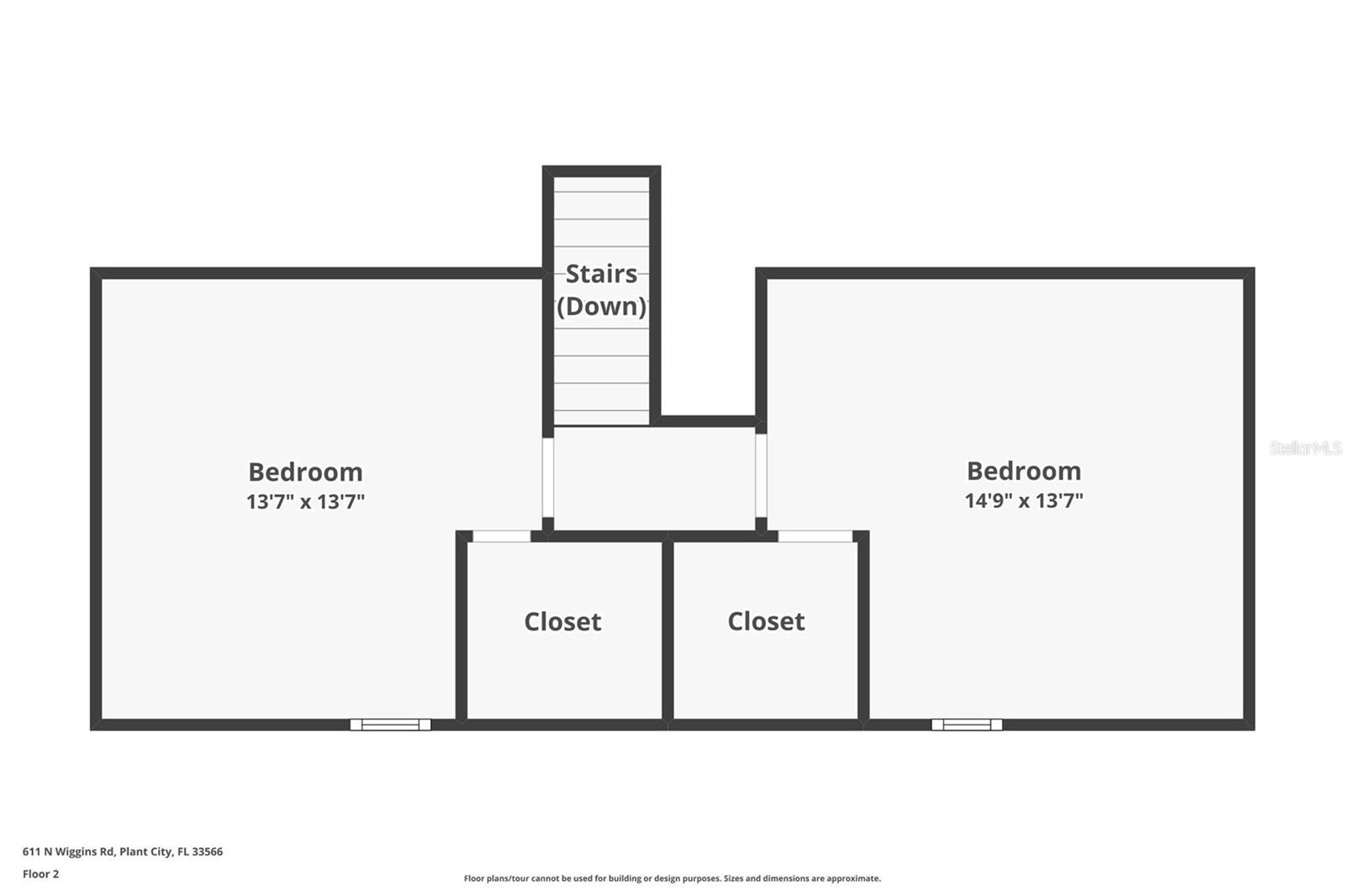 Floorplan for the second floor of the home.