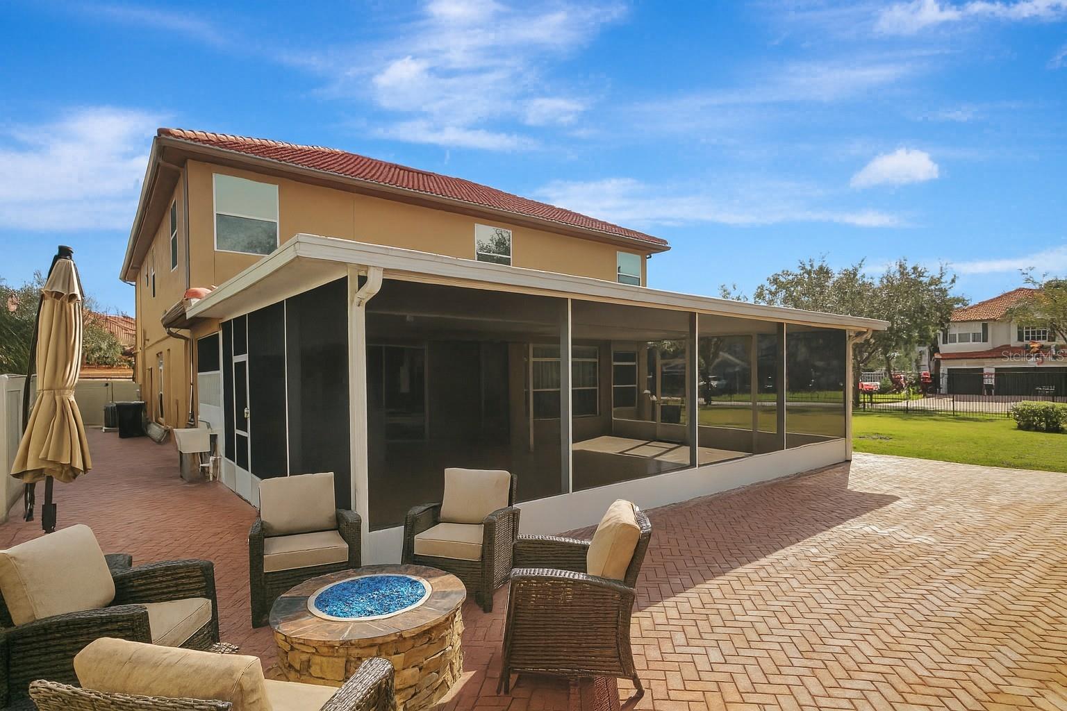 backyard patio staged